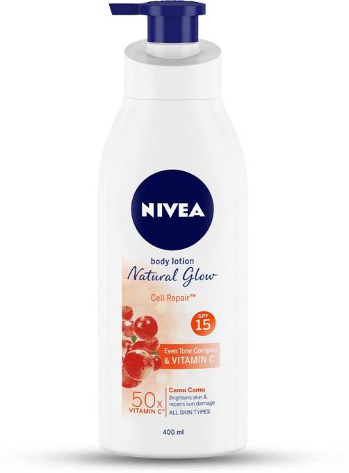 NIVEA Body Lotion Natural Glow, Cell Repair, SPF 15 & 50x Vitamin C ...