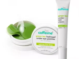 mCaffeine Green Tea Under Eye Cream + Green Tea Hydrogel Under Eye Patches (Cream 15Ml + Patches 15 Pair) (1Pack)