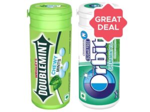 Orbit Spearmint Flavour Sugar Free Chewing Gum + Wrigley's Doublemint Peppermint Chewy Mint Candies Combo