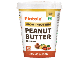 Pintola High Protein Organic Jaggery Crunchy Peanut Butter ? Natural Protein Spread for Fitness & Energy