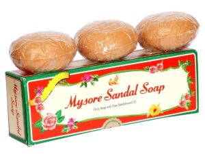 Mysore Sandal Soap 450 g (3 × 150 g) – Pure Sandalwood Oil Bathing Bar for Men & Women