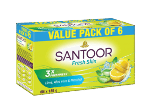 Santoor Fresh Skin Aloe Vera & Lime Soap Pack of 6